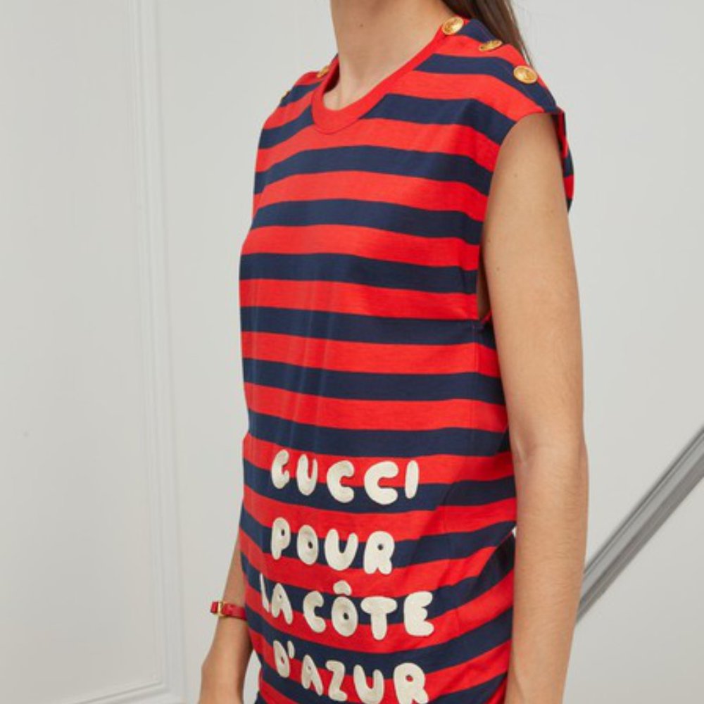 Gucci S/S Striped Pour La Cote D'Azur T-Shirt Red